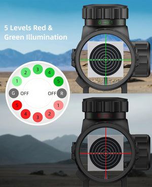 EZshoot Best Rifle Scope for AR-15 with 5 Levels Red and Green Illumination for Shooting