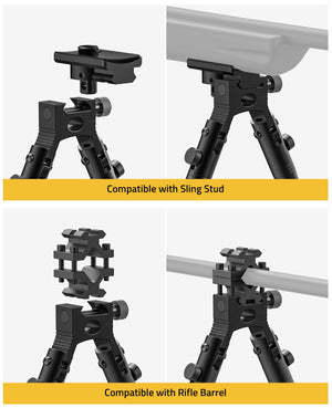 EZshoot Stable and Sturdy Rifle Bipod - Compatible with Sling Stud and Rifle Barrel