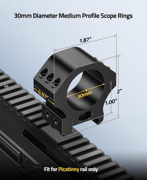 EZshoot 30mm Scope Rings Mount for Picatinny Rails - 2 Pieces