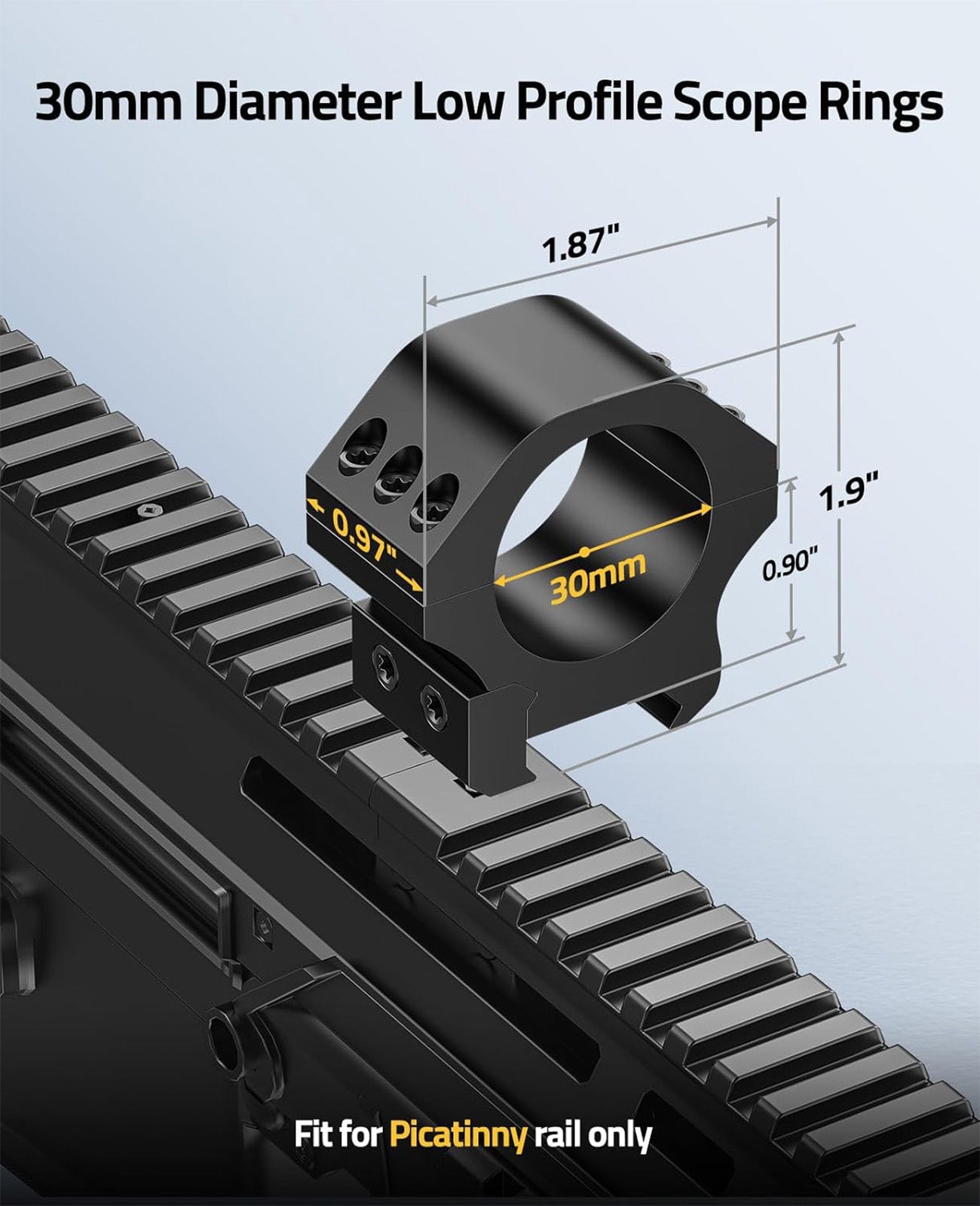 EZshoot 30mm Scope Rings Mount for Picatinny Rails - 2 Pieces