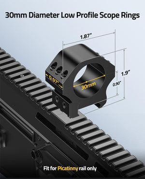 EZshoot 30mm Scope Rings Mount for Picatinny Rails - 2 Pieces