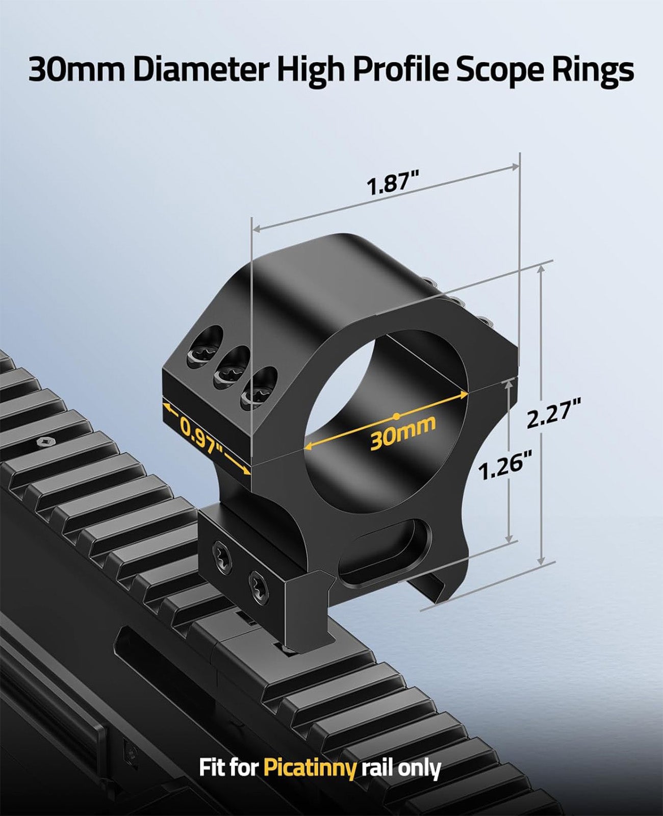 EZshoot 30mm Scope Rings Mount for Picatinny Rails - 2 Pieces