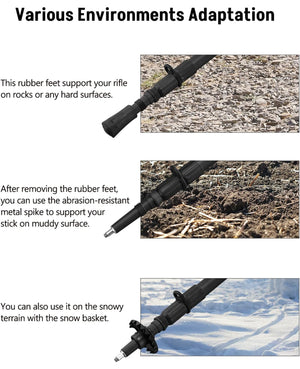 EZshoot 33.1" to 74.8" Height Adjustable Shooting Stick with V Yoke Rest