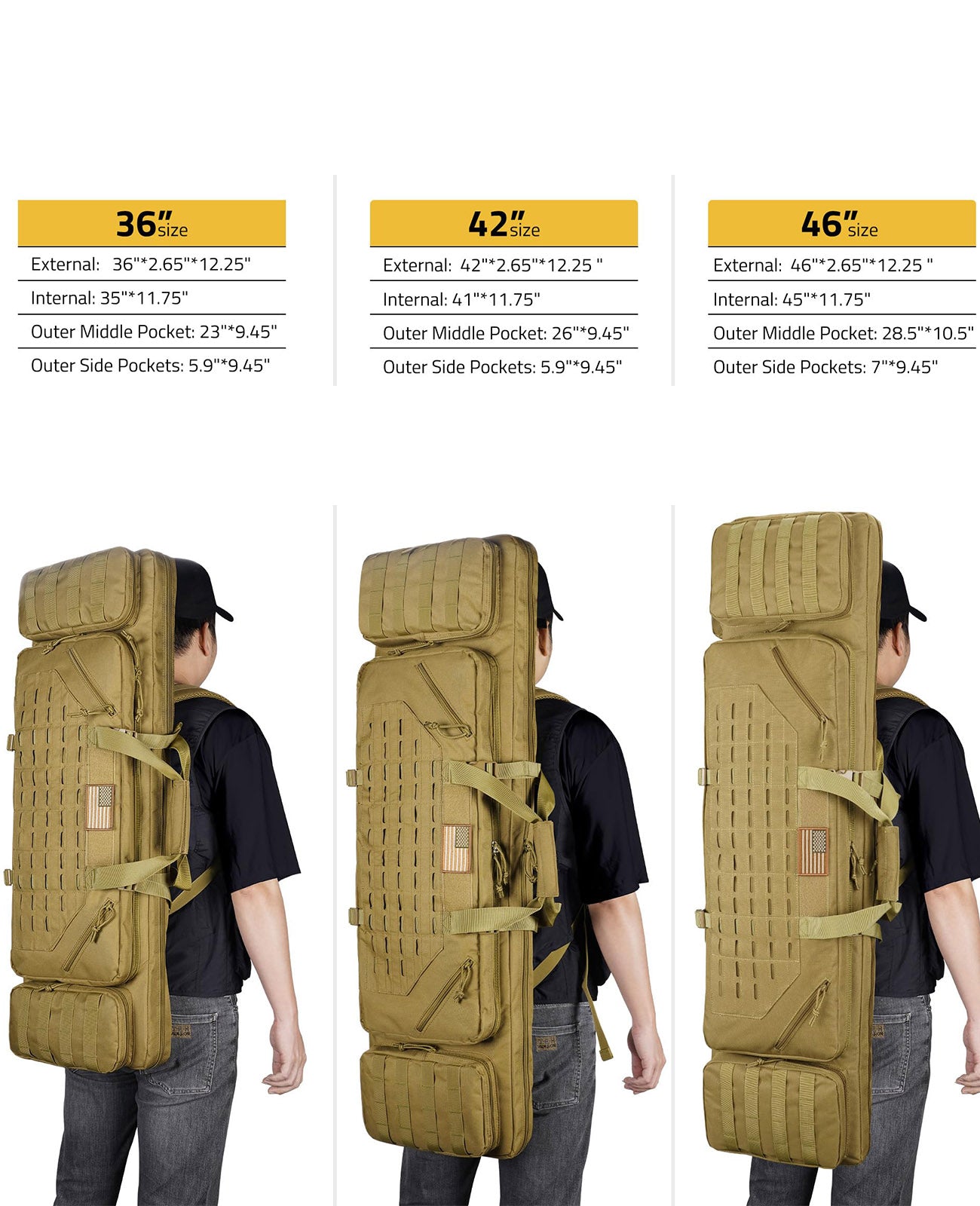 EZshoot 36" 42" 46" Soft Rifle Backpack Tactical Double Long Gun Bag