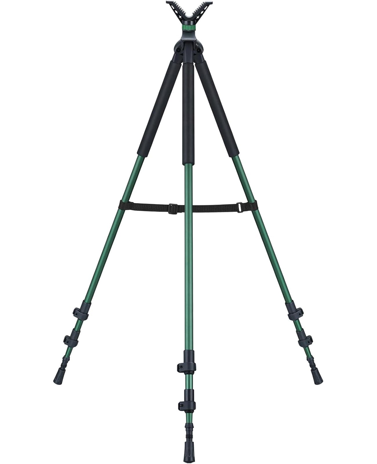 EZshoot Rifle Tripod with Swivel V Yoke - Adjustable Height from 36.6 to 75.6 Inches - Green Color