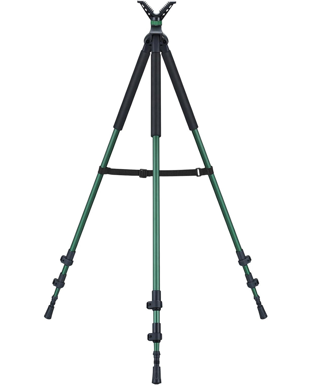 EZshoot Rifle Tripod with Swivel V Yoke - Adjustable Height from 36.6 to 75.6 Inches - Green Color