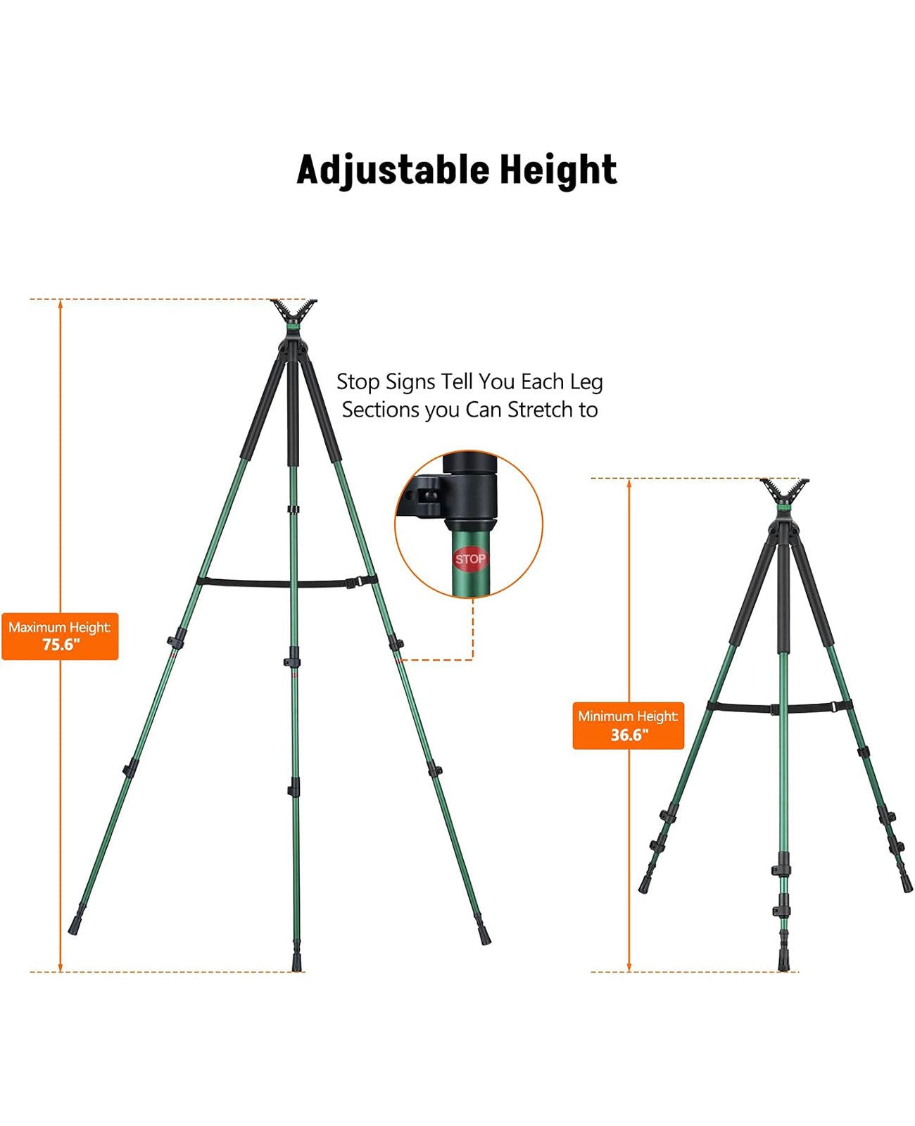 EZshoot Best Tripod for AR-15 with Adjustable Height from 36.6" to 75.6"