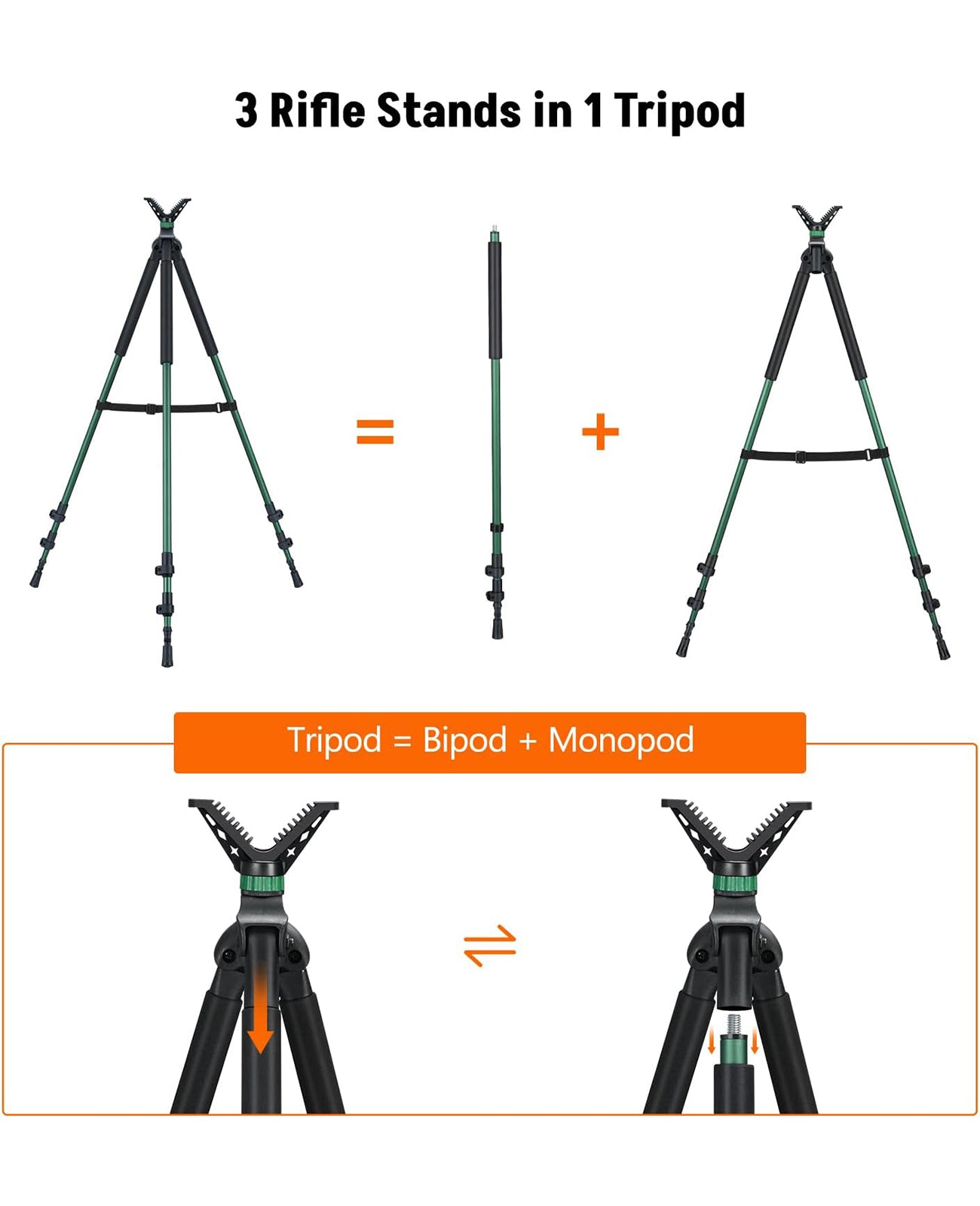 EZshoot Best Tripod - 3 Rifle Stands in 1 Tripod for Hunting and Shooting