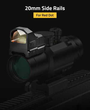 EZshoot Best Prism Tactical Scope with 20mm Side Rails for Red Dot Sight