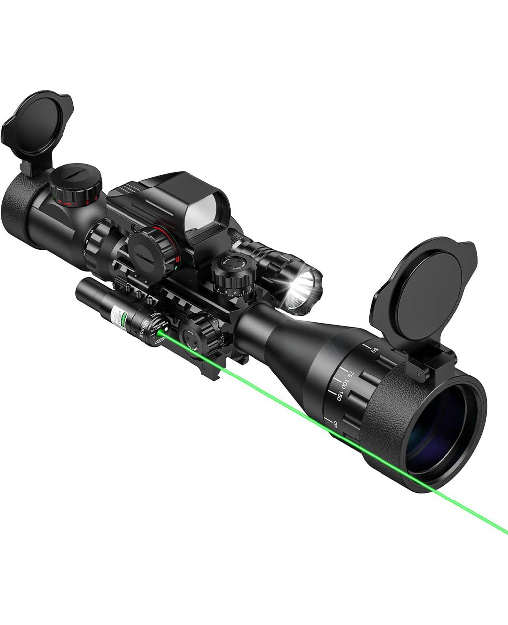 EZshoot 4-12x50 AO Tactical Rifle Scope Combo with Dual Illuminated Reticle