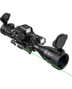 EZshoot 4-12x50 AO Tactical Rifle Scope Combo with Dual Illuminated Reticle