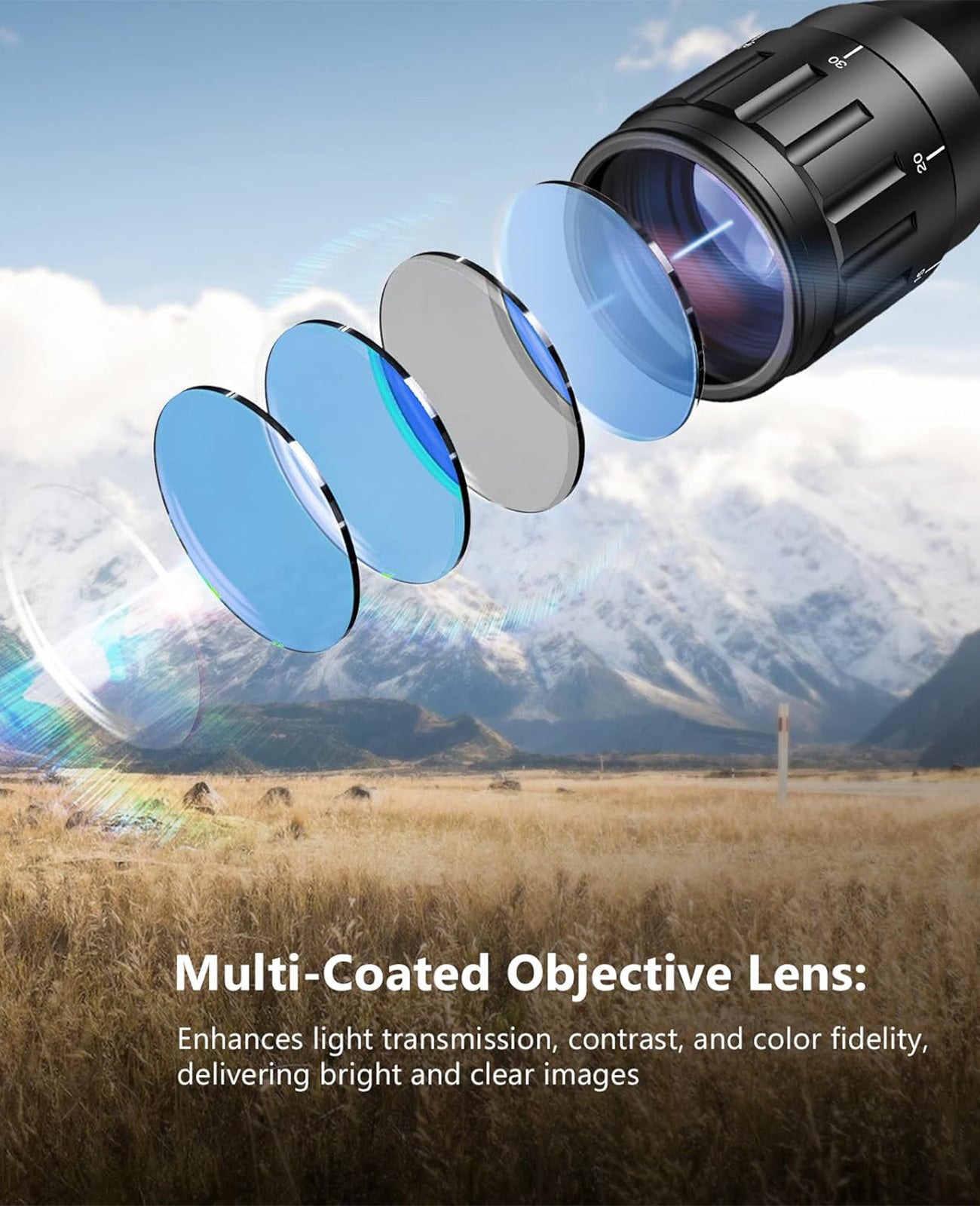 EZshoot Best 4-12x50 Tacticle Rifle Scope with Multi-Coated Objective Lens