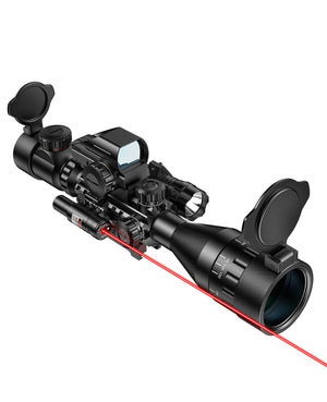 EZshoot Best Scope - 4-16x50 AO Tactical Rifle Scope with Red Laser Sight for AR-15 Hunting