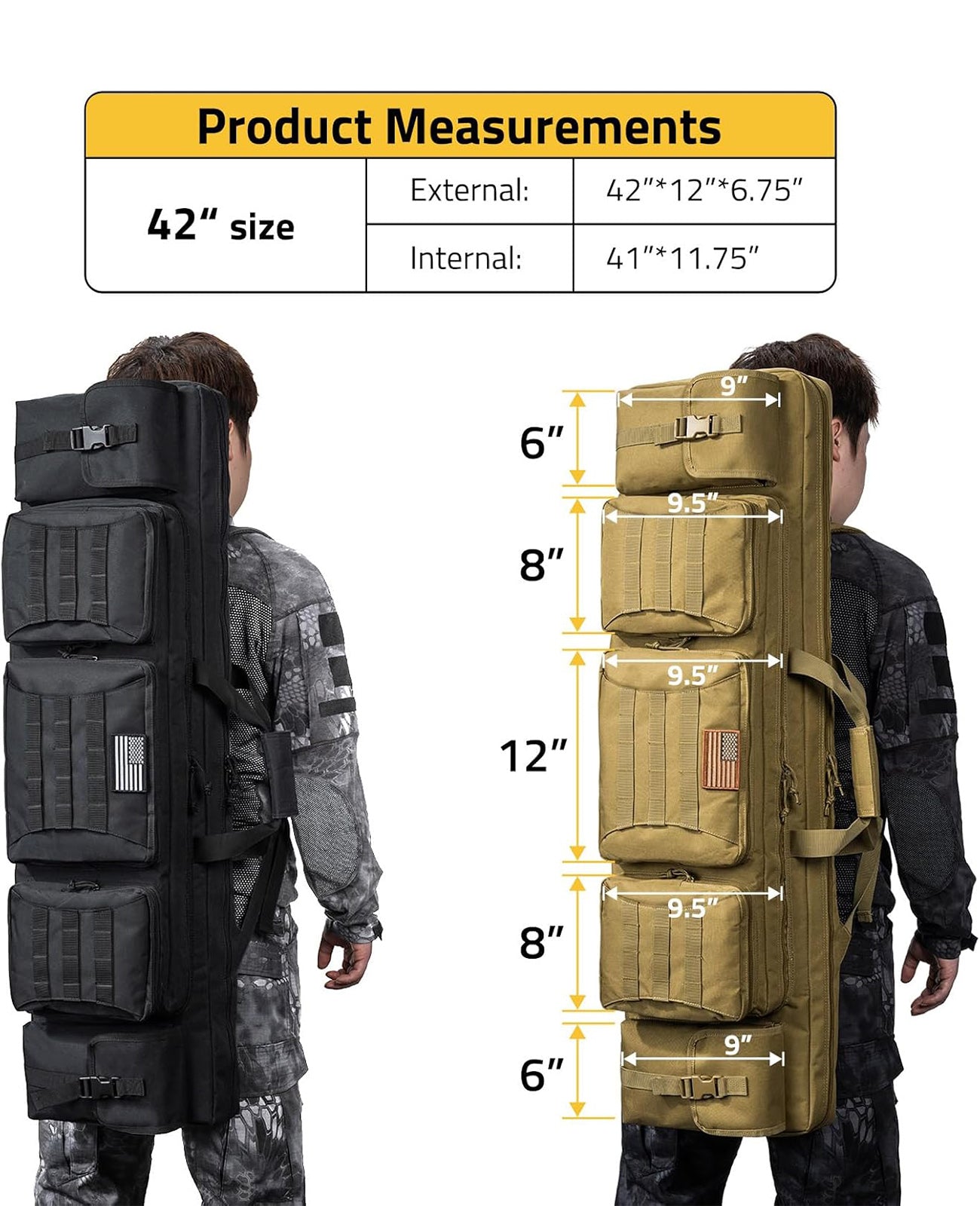 EZshoot 42" Soft Rifle Case Double Long Gun Bag for Outdoor Hunting Shooting