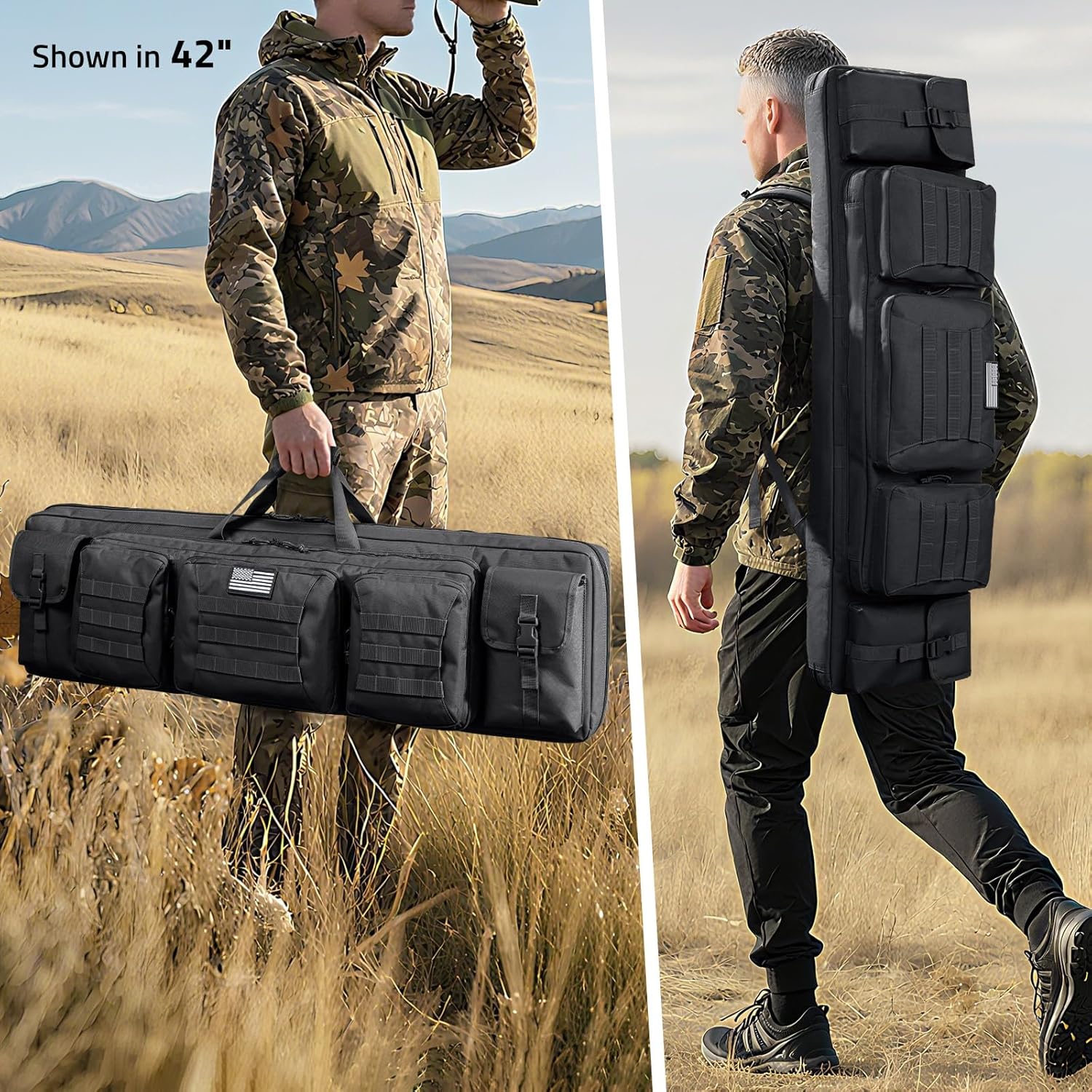 EZshoot 42" Soft Rifle Case Double Long Gun Bag for Outdoor Hunting Shooting