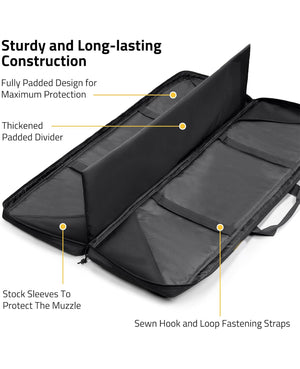 EZshoot 42 Inches Soft Rifle Case Double Long Gun Bag for Outdoor Hunting Shooting