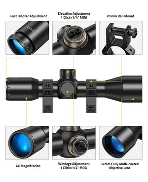 4x32 Crosshair Rifle Scope Details