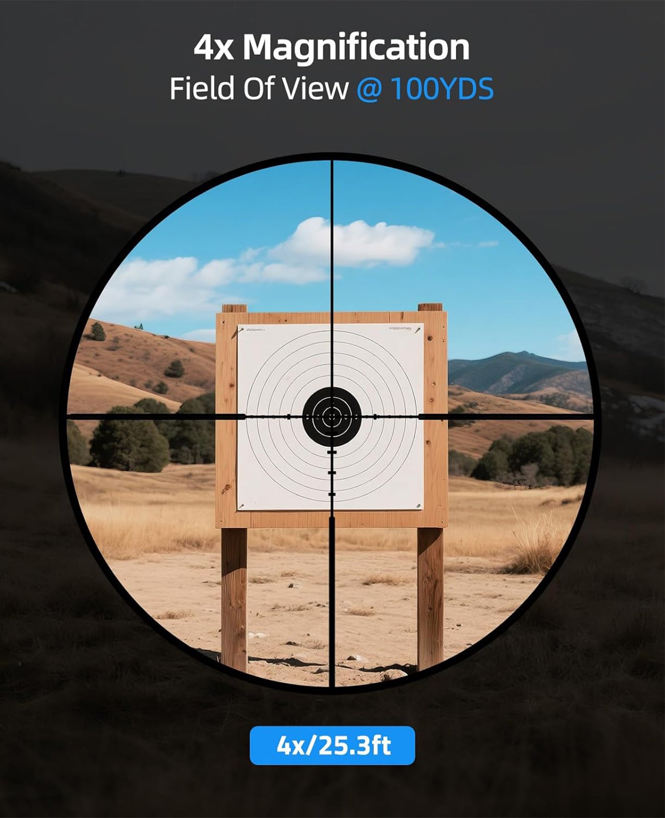 EZshoot Best Rifle Scope with Wide Field of View - 4x Magnification