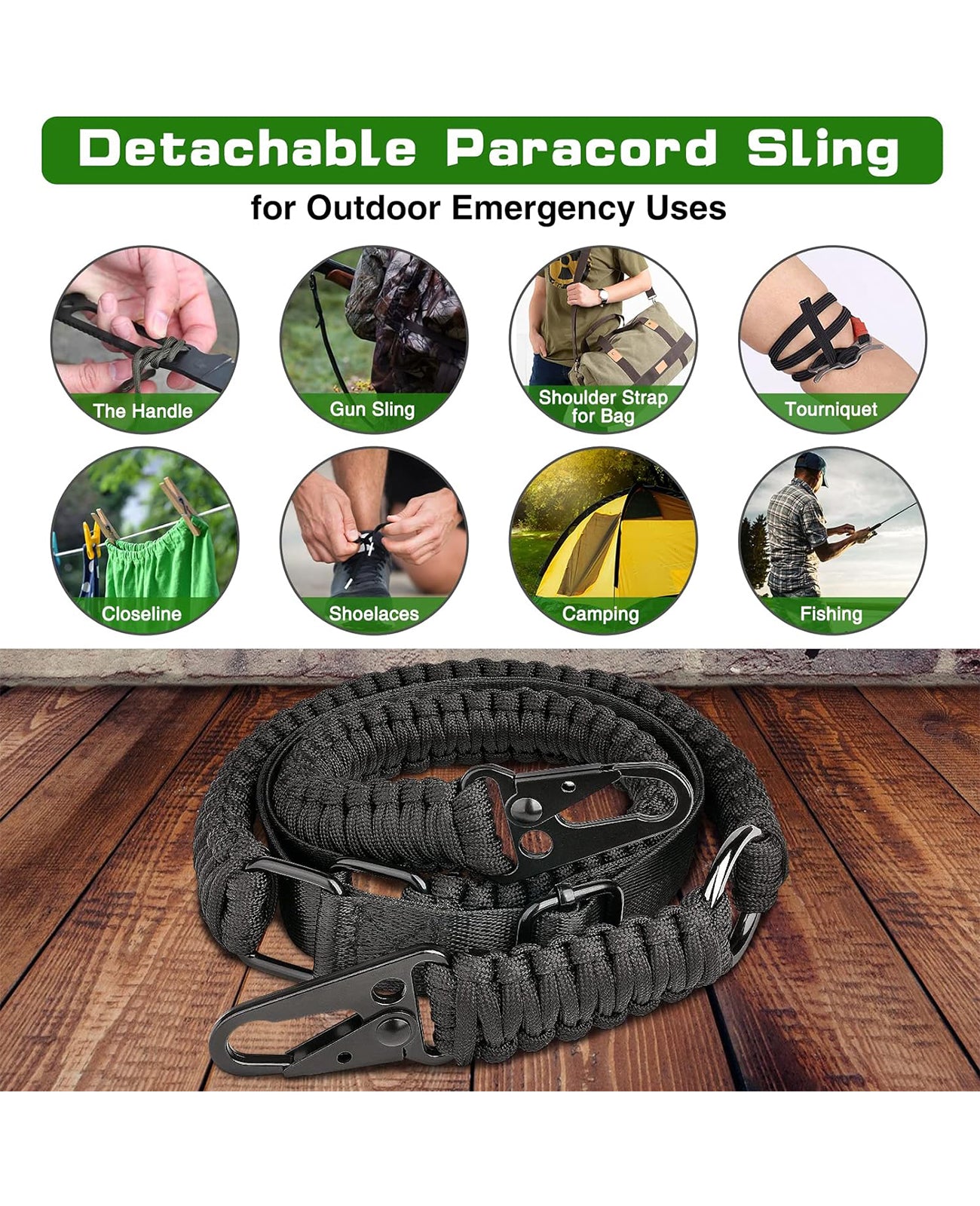 Detachable Paracord Sling for Outdoor Emergency Use