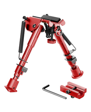 6-9 Inches Red Carbon Fiber Bipod with Picatinny Rail Adapter Best Rifle Bipod