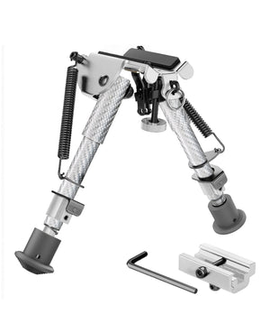 Silver Carbon Fiber Bipod with Picatinny Rail Adapter Trigger Stick Bipod