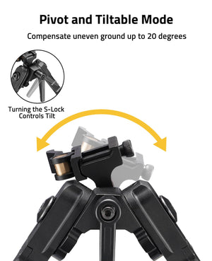 EZshoot Rifle Bipod with Pivot and Tiltable Mode - Turning the S-Lock Controls Tilt