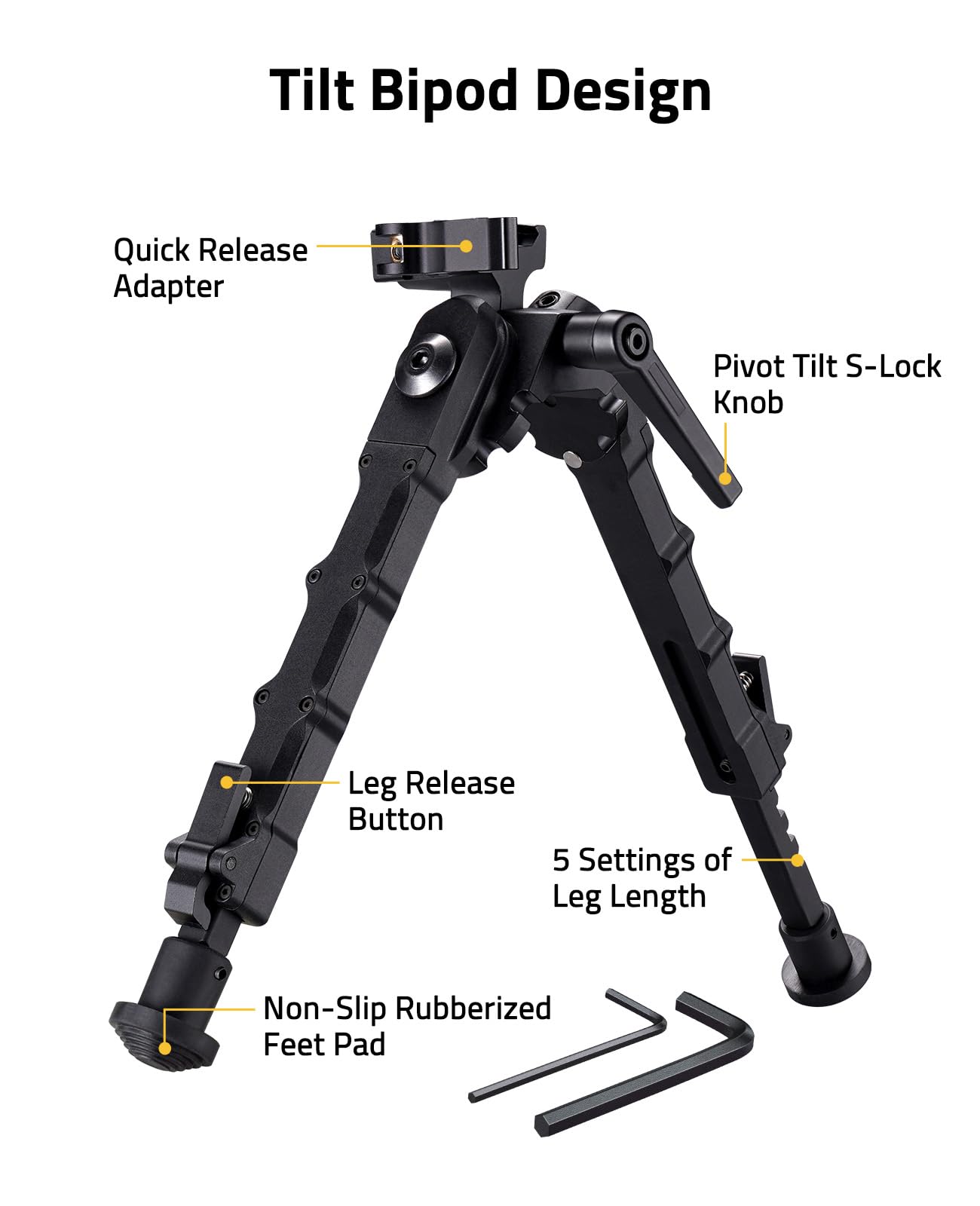 EZshoot 7.5-9 Inch Bipod Picatinny Rifle Bipod with Quick Release
