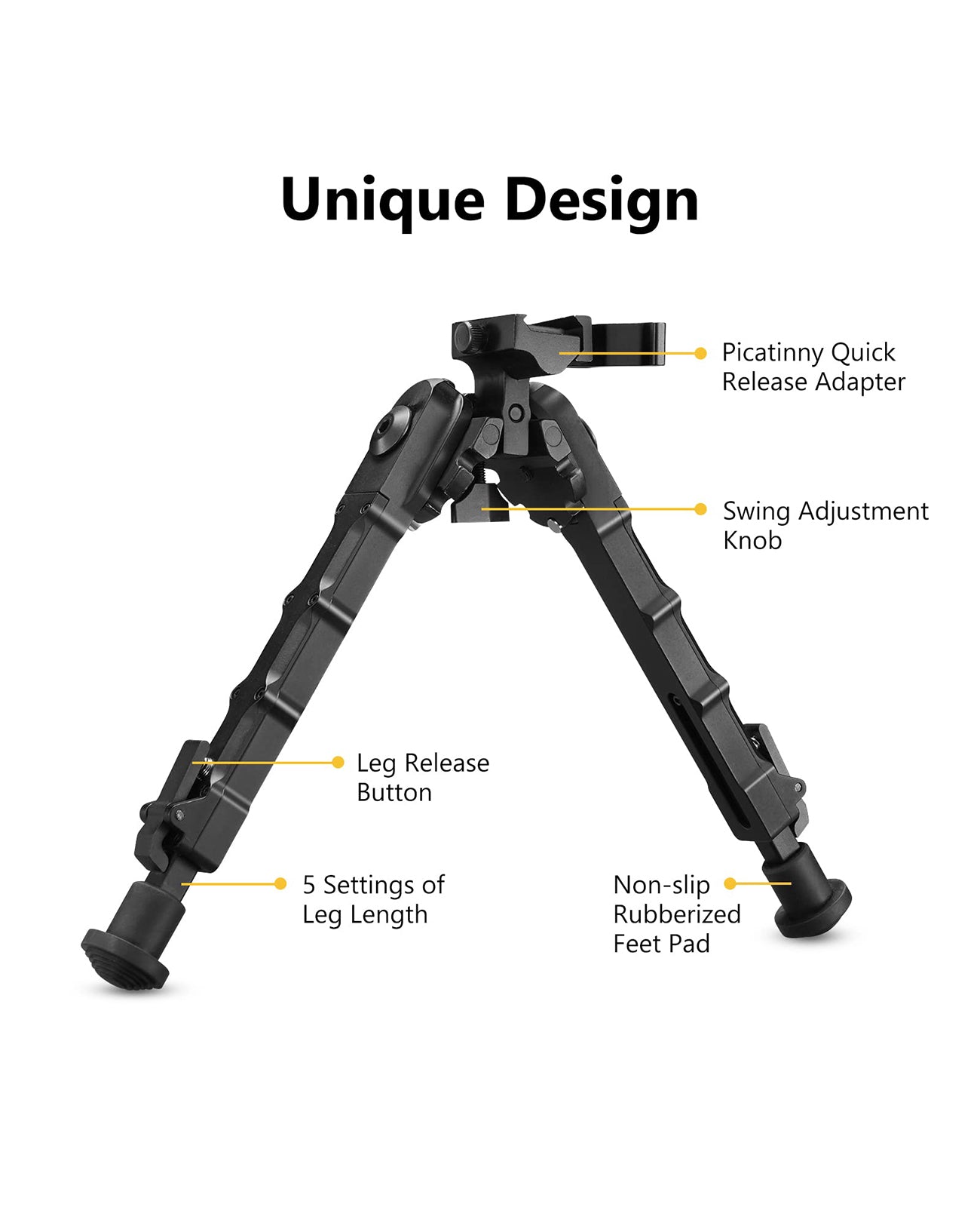 EZshoot 7.5-9 Inch Bipod Picatinny Rifle Bipod with Quick Release