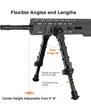 EZshoot Best Bipod with Flexible Angles and Lengths for M-Rail AR Rifles