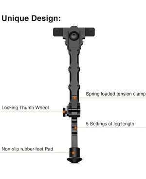 EZshoot 7.5-9 Inches Rifle Bipod Adjustable Compatible with M-Rail