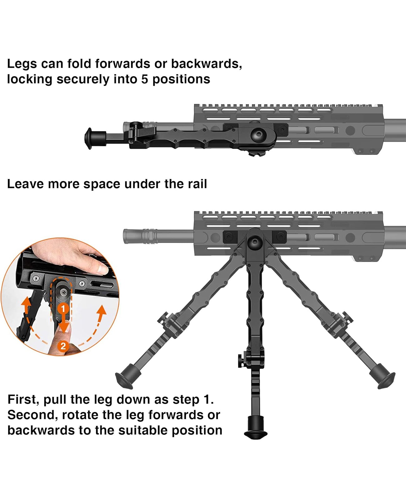 EZshoot 7.5-9 Inches Rifle Bipod Adjustable Compatible with M-Rail