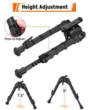 EZshoot Best Bipod with Height Adjustment of 7.5 Inches to 9 Inches