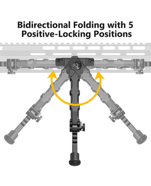 EZshoot Best Bipod with Bidirectional Folding with 5 Positive-Locking Positions