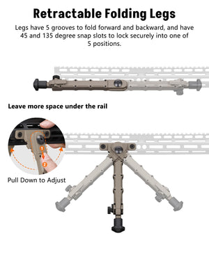 EZshoot Best Bipod with Retractable Folding Legs for Stable Shooting
