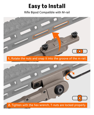 EZshoot Best Bipod is Easy to be Installed - Sturdy Rifle Bipod Compatible with M-rail