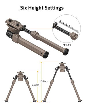 Six Height Settings of EZshoot Best Rifle Bipod for Shooting and Hunting