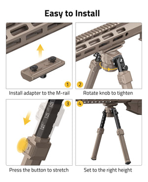 Easy Installation of EZshoot Rifle Bipod with Adapter Compatible with M-rail
