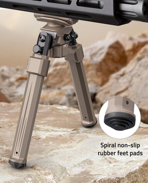 EZshoot Stable Bipod with Spiral Non-slip Rubber Feet Pads - Best Rifle Bipod for Hunting