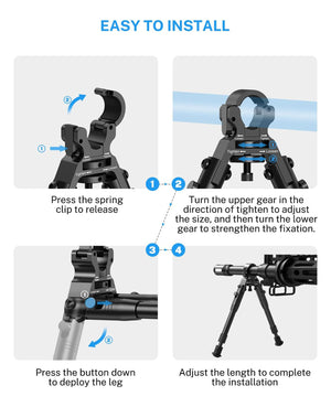 How to install the clamp-on bipod for rifles and shotguns?
