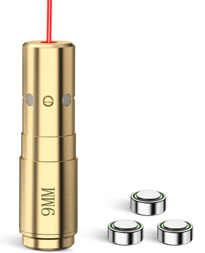 9mm Cal Red Dot Laser Boresighter with 3 Batteries