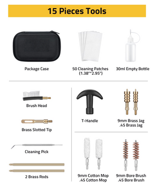 EZshoot caliber cleaning kit, brass slotted tip cleaning pick 9mm&.45