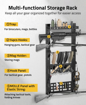 EZshoot All-In-One Gun Rack, hanging guns, tactical gear Multi-Layer Gun Rack