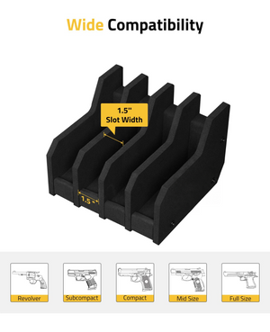 EZshoot Pistol Rack, mid size full size 4 Slots
