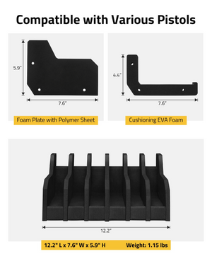 EZshoot Pistol Rack, compatible with various pistols 6 Slots