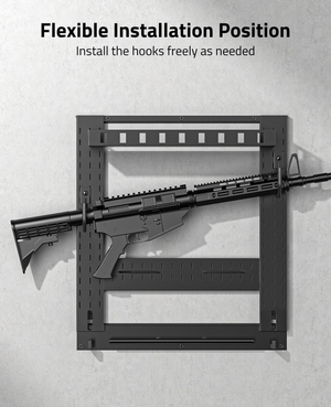 EZshoot Rack Wall Mount, flexible installation position install the hooks freely as needed Compact Gun Rack