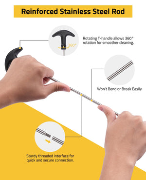 EZshoot Gauge Stainless Steel Rod Case, rotation for smoother cleaning