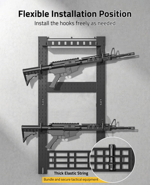 EZshoot All-In-One Gun Rack, install the hooks freely as needed thick elastic string Multi-Layer Gun Rack