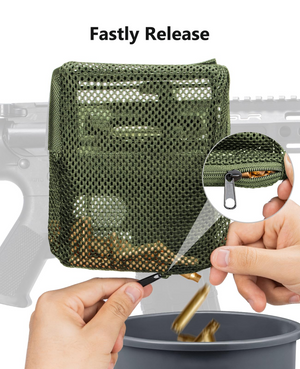 EZshoot Thickened Brass Catcher, Heat Resistant Premium Nylon Shell Catcher, Zipper Bottom Brass Collector with Two Picatinny Rail Mount,Black and Green. (Green)