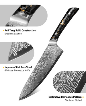 EZshoot Damascus Steel Knife, full tang solid construction
