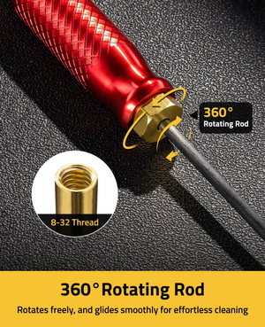 EZshoot Fiber Cleaning Rod, rotates freely, and glides smoothly for effortless cleaning
